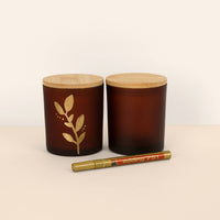 2x Frosted Amber Glass Jars